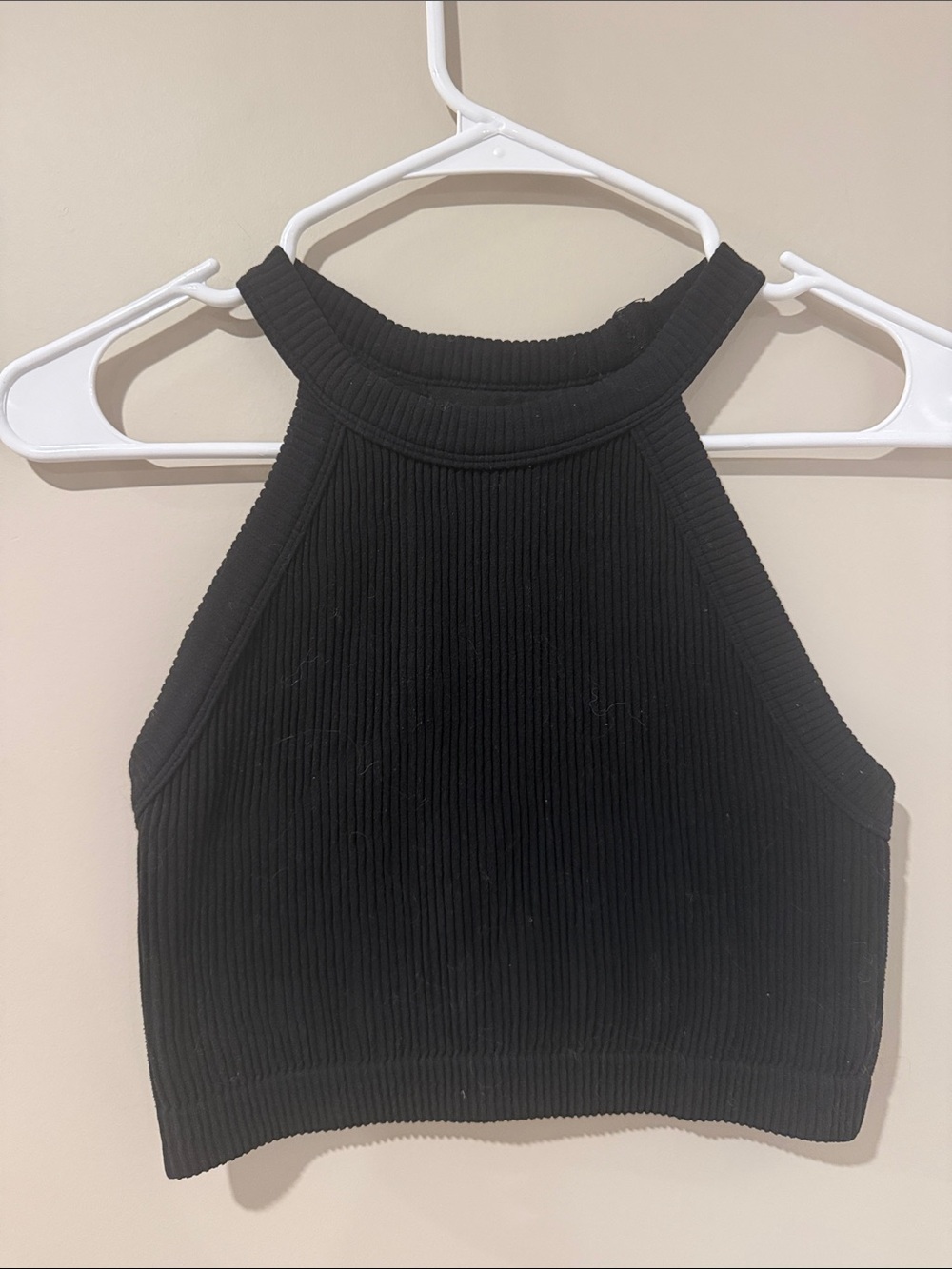 Aerie Black Ribbed High-Neck Crop Tank Top - Women